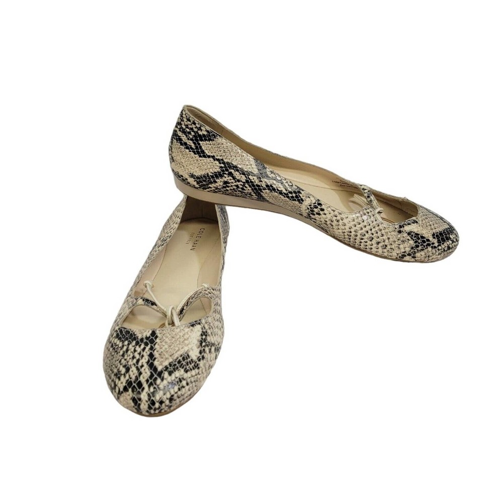 Cole Haan Snakeskin Print Leather Faris Rubber Sole Ballet Flat Size 8